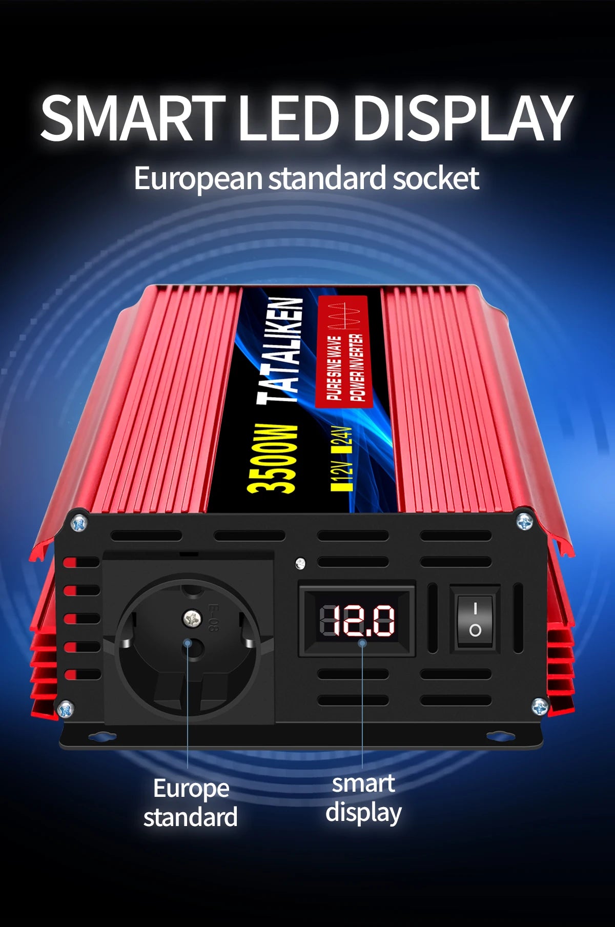 Inverter, Ren Sinus Bølge, Høj Effekt, 12V 50HZ, 220-240V