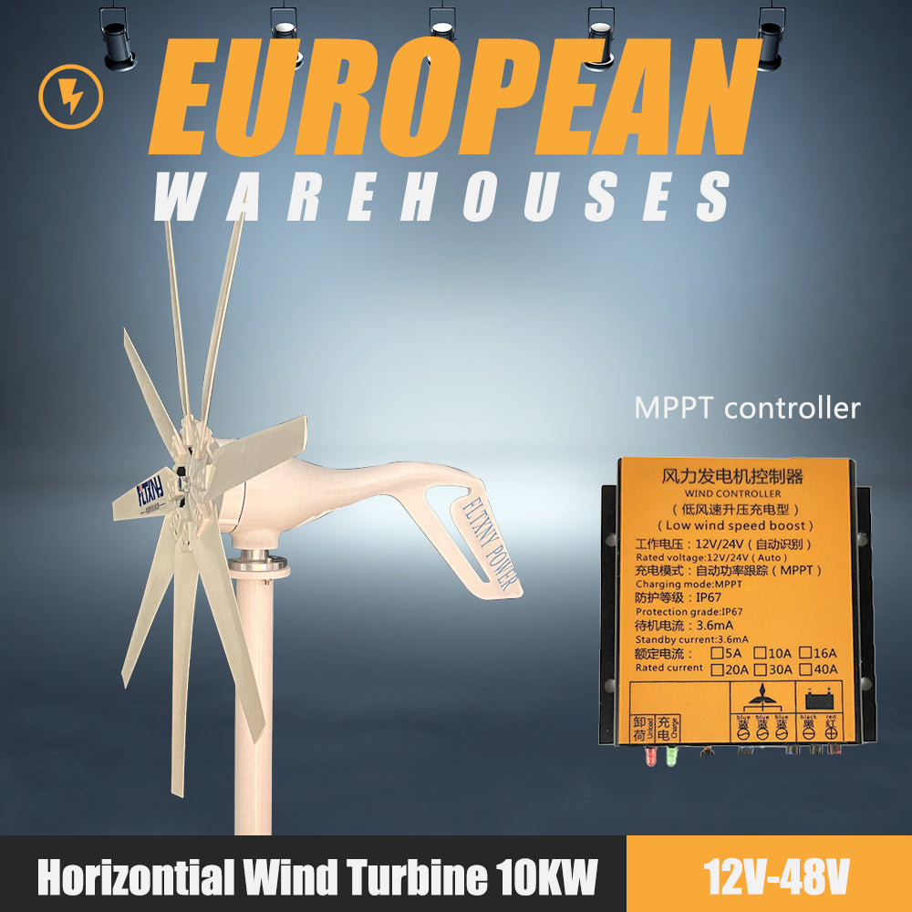 3KW Horisontal Vindmølle, Lav Start Hastighed, Høj Vindenergi Udnyttelse, 12V, med MPPT-controller, 3KW