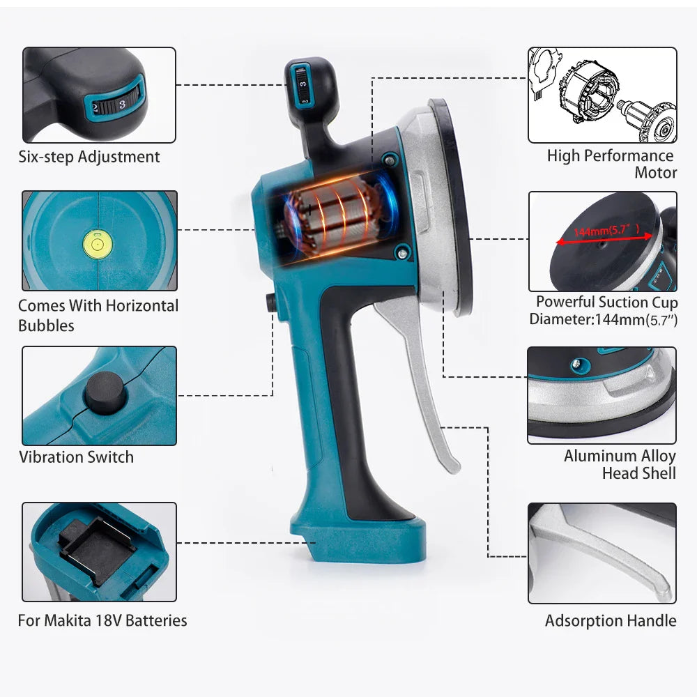 Flisevibrator, Trådløs Betjening, Justerbar 6 Hastigheder, Ingen batteri