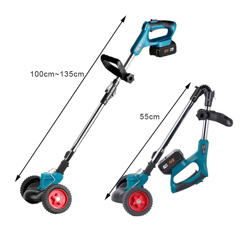 Elektrisk Græsslåmaskine, 380w Effekt, Justerbar til Makita 18V Batteri, 2Batteri 1EU-stik