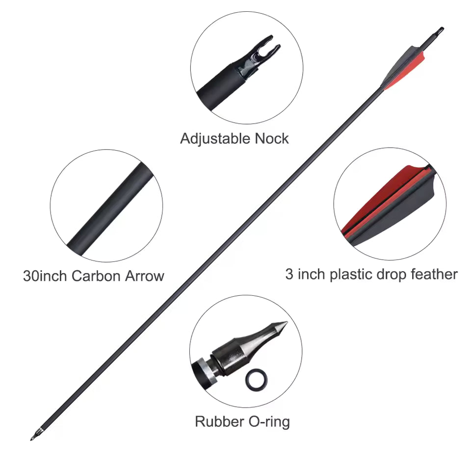 Pile af pile, 31 tommer kulfiberpil, recurve/compound bue