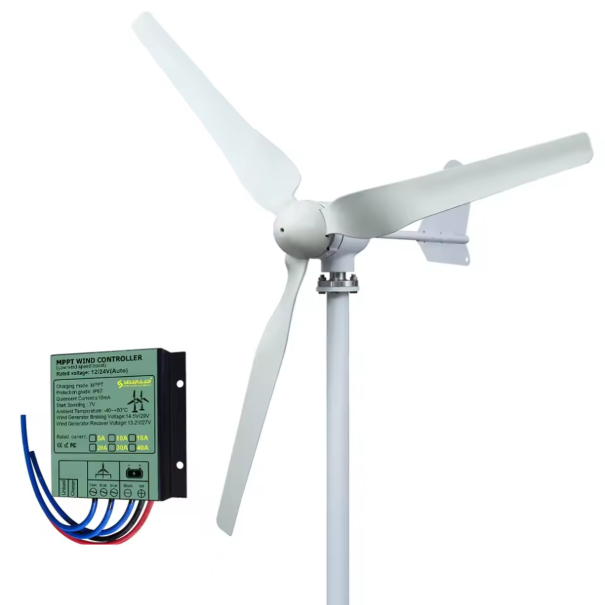 Vindgenerator, 4000W Effektudgang, Lav Støj, 48V, 3 blade, med MPPT kontrol