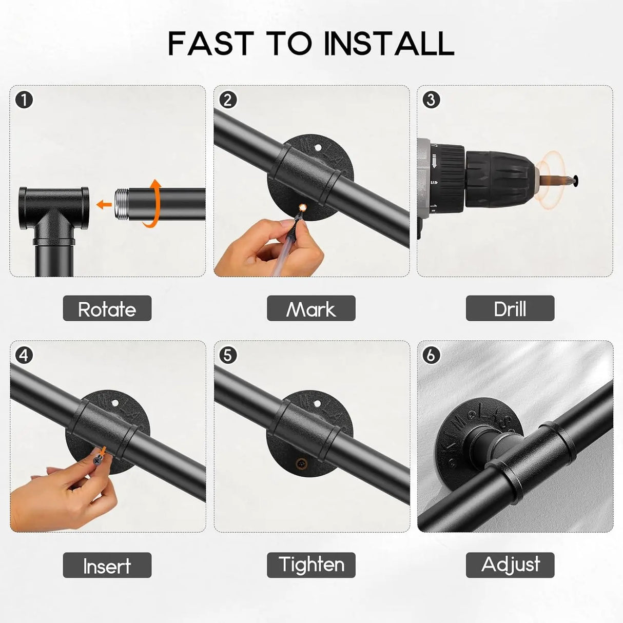 Trappegelændere, holdbar støbejernskonstruktion, skridsikker design, alsidig til indendørs og udendørs brug.