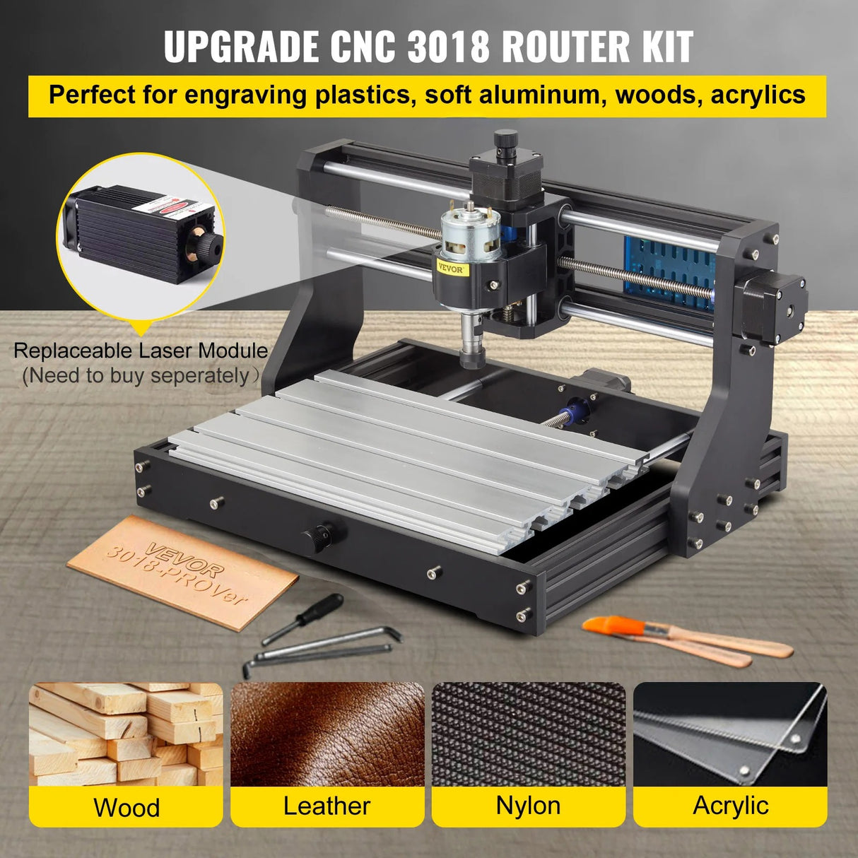 CNC Router Engraver, Laser Modul, USB Port