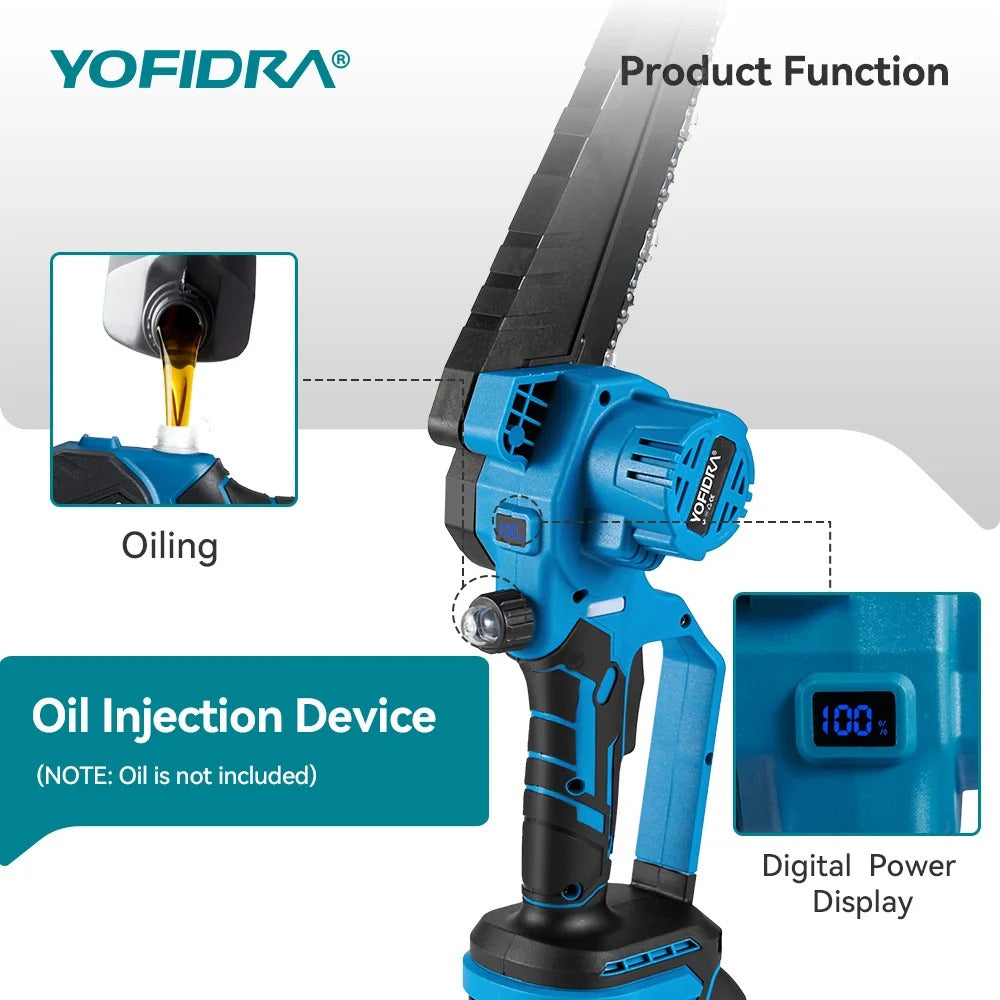 Elektrisk Beskæringssav, 8-Tommer Klinge, Børsteløs Motor,EU, 2Batteri Plastkasse