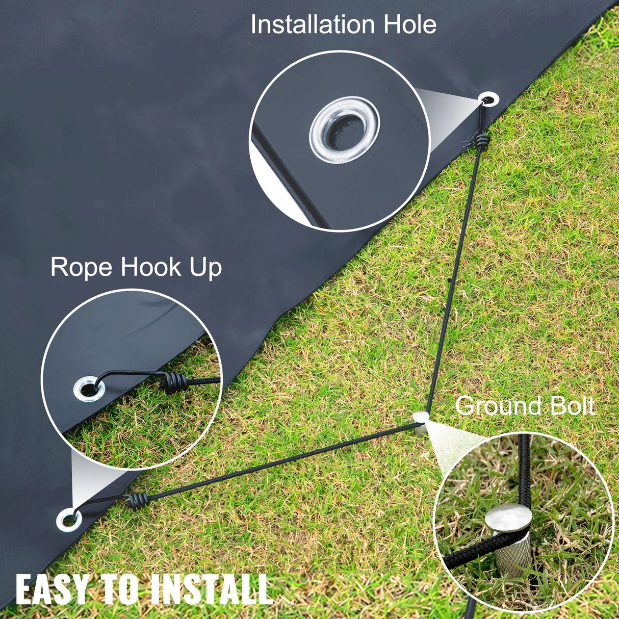 Pool Sikkerhedsdække, Holdbart PVC, Høj Temperaturbestandighed, 13x26 ft