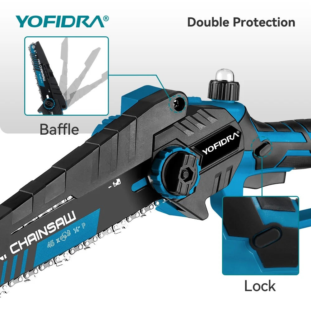 Elektrisk Beskæringssav, 8-Tommer Klinge, Børsteløs Motor,EU, 2Batteri Plastkasse