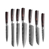Køkkenknivsæt, Laser Damaskusmønster, Japansk Santoku-kniv