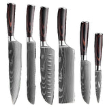 Køkkenknivsæt, Laser Damaskusmønster, Japansk Santoku-kniv