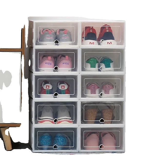 Skobox-organisator, gennemsigtigt design, støvtæt, 31X21X125cm hvid6