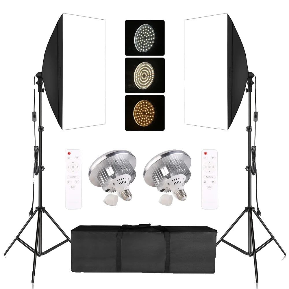 Fotografi Softbox Belysningskit, 50x70CM Størrelse, Kontinuerligt Belysningssystem,Ingen pærer