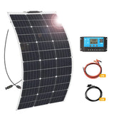 Solcellepanel, fleksible paneler, kompatibel med 12 V batterier, til campingvogne, både, hytter, telte, biler, trailere, batterier
