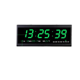 LED Digital Vægur, Kalender og Temperaturvisning, Energibesparende 480 x 190 mm,grøn