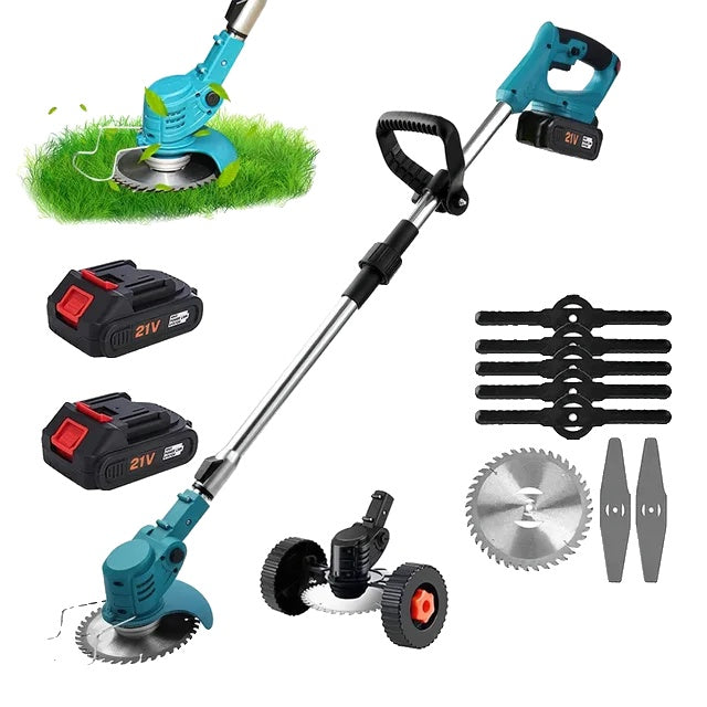 Elektrisk Græsslåmaskine, 380w Effekt, Justerbar til Makita 18V Batteri, 2Batteri 1EU-stik