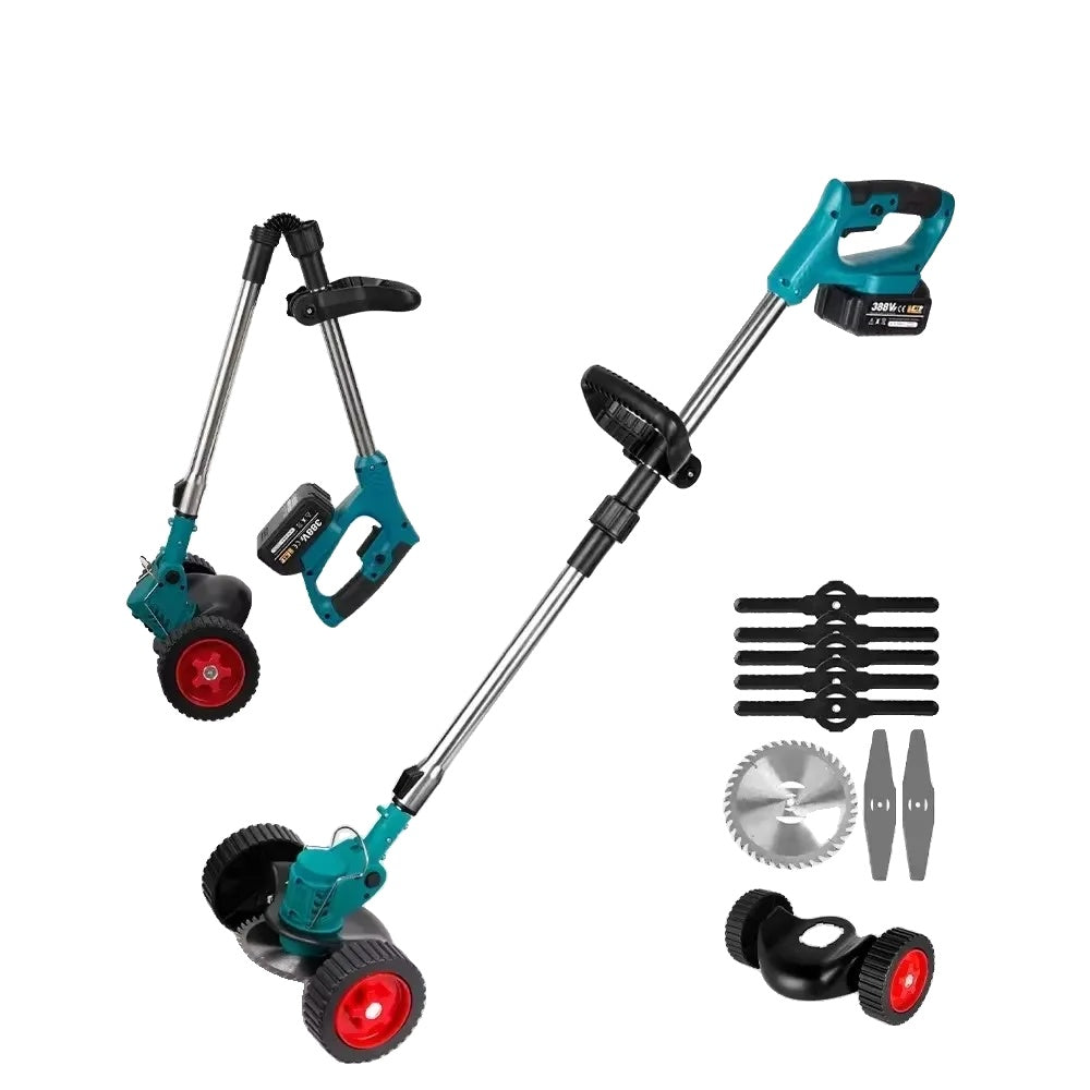 Elektrisk Plæneklipper, Justerbar Længde, Kraftfuld 1500W Motor, Allround Skæreblade,EU, 2 Batteri EU Stik