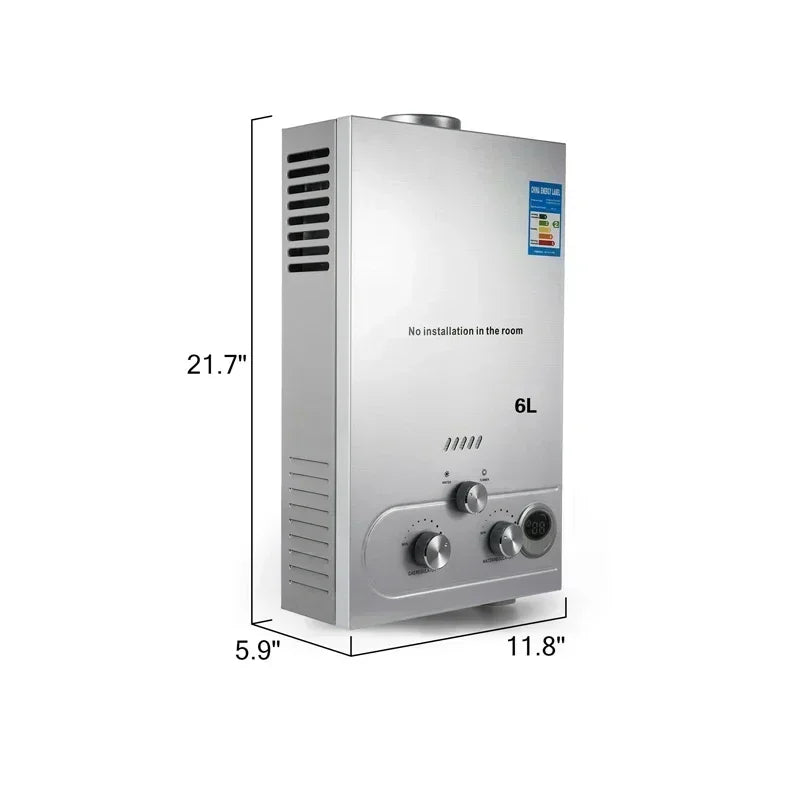 LPG Vandvarmer, Bærbar Tankløs Design, Flere Sikkerhedsforanstaltninge,6 liter