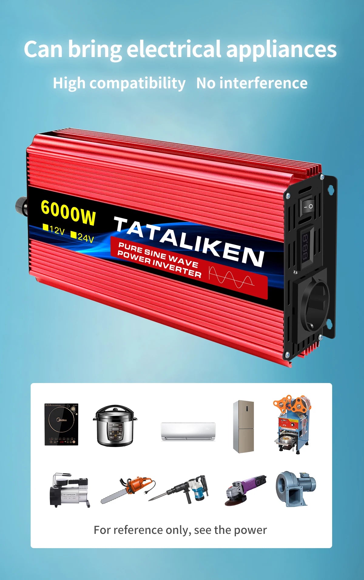 Inverter, Ren Sinus Bølge, Høj Effekt, 12V 50HZ, 220-240V