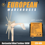 3KW Horisontal Vindmølle, Lav Start Hastighed, Høj Vindenergi Udnyttelse, 12V, med MPPT-controller, 3KW