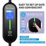 Bærbar EV-lader, 3,5 kW effektudgang, 16A justerbar strøm,Teschev 3,5 kW 16A T2