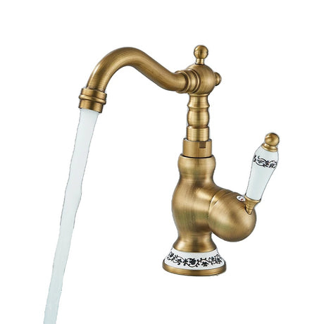 Antik Vaskarmatur, Elegant Messing Design, Enkelt Håndtag til Vandkontrol,Keramik Høj