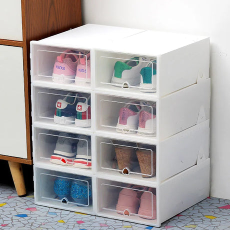 Skobox-organisator, gennemsigtigt design, støvtæt, 31X21X125cm hvid6