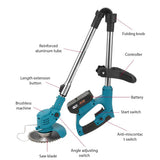 Elektrisk Græsslåmaskine, 380w Effekt, Justerbar til Makita 18V Batteri, 2Batteri 1EU-stik