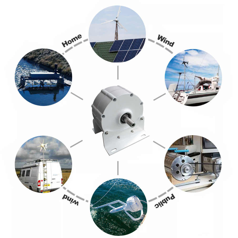 Permanent Magnetgenerator, lav hastighed til husholdningsbrug, med base, 2000 W, 300 o/min