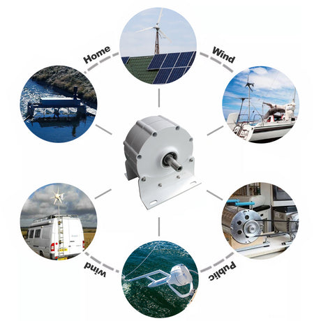 Permanent Magnetgenerator, lav hastighed til husholdningsbrug, med base, 2000 W, 300 o/min