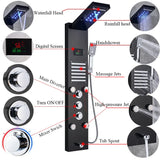 Brusepanel, Vandfaldsdesign, Massagesystem, Sort