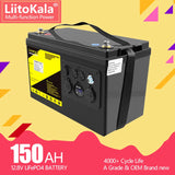 LiFePO4-batteri med LCD-display, til campingvogne, solcelleanlæg og off-grid-systemer, 128 V, 150 Ah (LCD)
