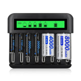 CITYORK AA Genopladelige Batterier, Høj Kapacitet 3000mAh, Oplader Inkluderet>,16AA og oplader
