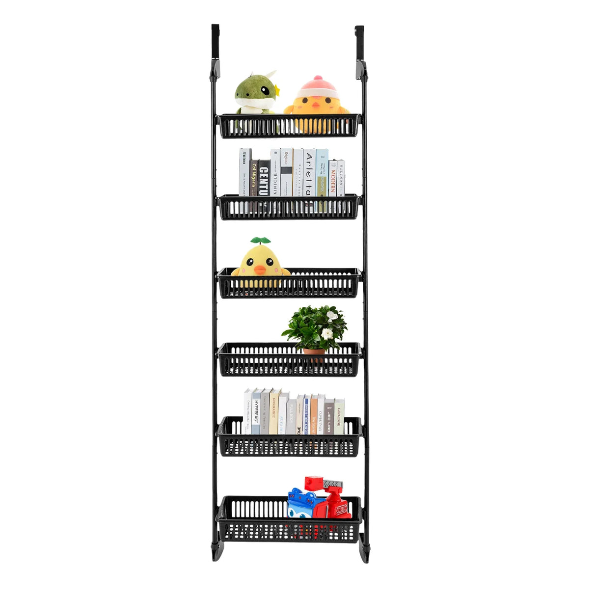 Opbevaringskurv Hylde, 6 Niveauer, Pladsbesparende Design, Holdbare Materialer,sort