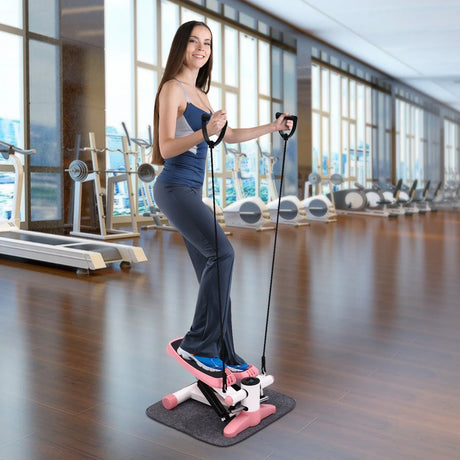 Mini Stepper Træningsmaskine, 330 lbs Kapacitet, LED Display og 38° Pedal Vippe,Lyserød