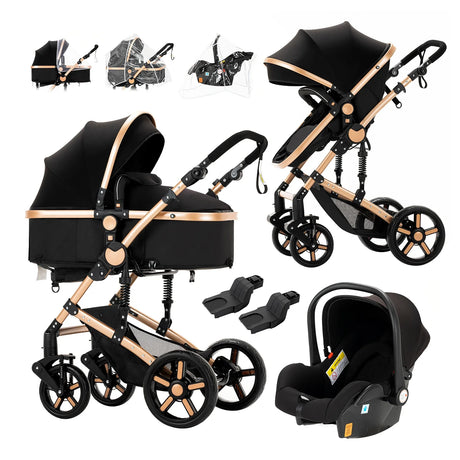 Barnevogn, 3 i 1 Design, Høj Landskab, 588-Black