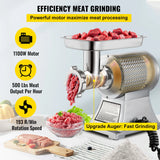 Elektrisk Kødslibemaskine, 1100W Effekt, 250 kg/t Produktivitet,1100W 250kg h