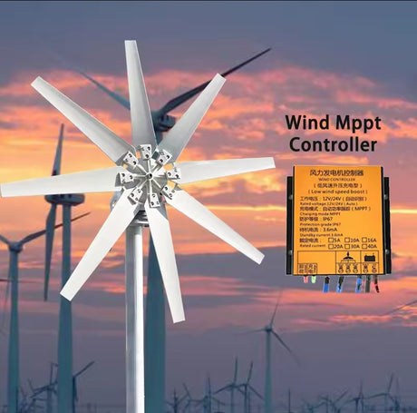 Vindmølle generator, 3KW effektudgang, off-grid inverter, HVID, 3000W8blade, 12V