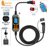 Bærbar EV-lader, 11KW Hurtigopladning, Wi-Fi-forbindelse, 11KW 5m Uden Adapter, Type2