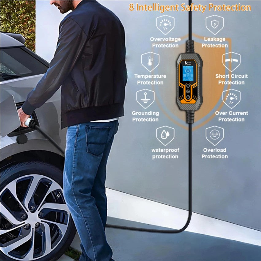 Bærbar EV-lader, 11KW Hurtigopladning, Wi-Fi-forbindelse, 11KW 5m Uden Adapter, Type2