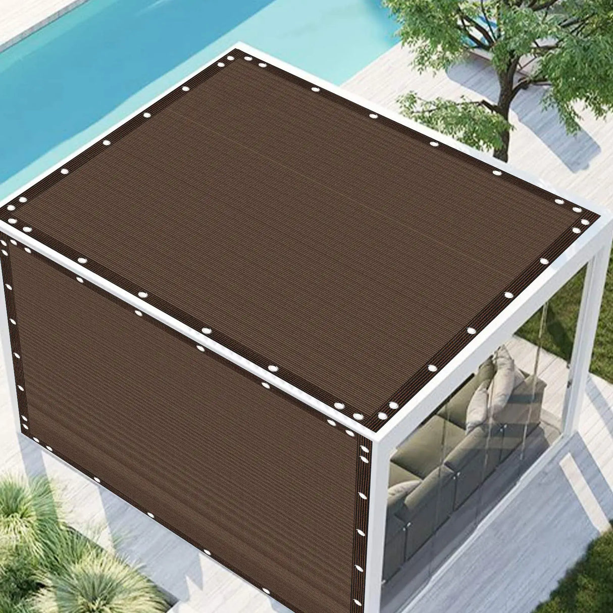 Privatlivsskærm til terrasse og have, HDPE-materiale, 90 % UV-beskyttelse,  4X6M