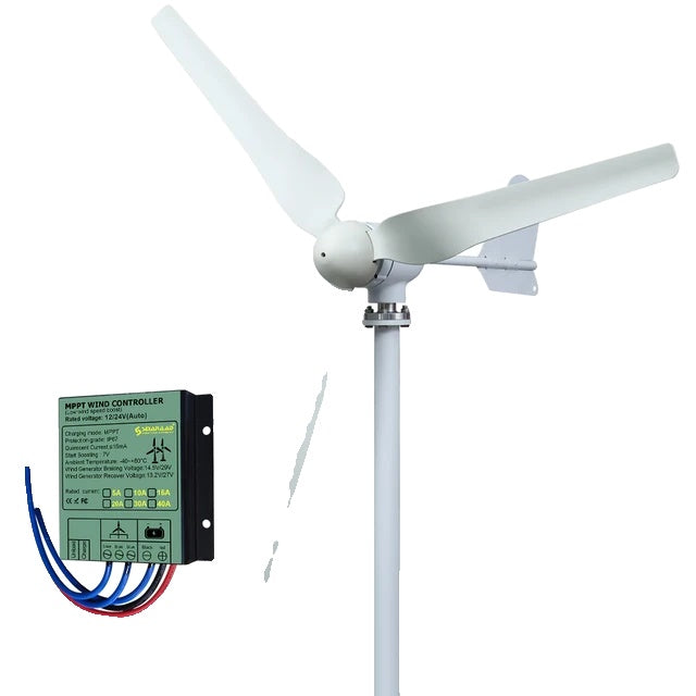 Vindgenerator 4000W - Lavt Støjniveau med Hybrid Controller og LCD-Skærm, Off-Grid System 0