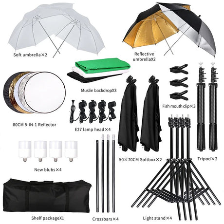 Fotoudstyr, Softbox-belysning, Stativstander, Foto Studio Kit