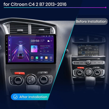 Bilradio til Citroen C4 2 B7, Trådløs CarPlay & Android Auto, 2 Din Størrelse, V1 Pro (2GB-32GB)