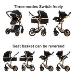 Barnevogn, 3 i 1 Design, Høj Landskab, 588-Black