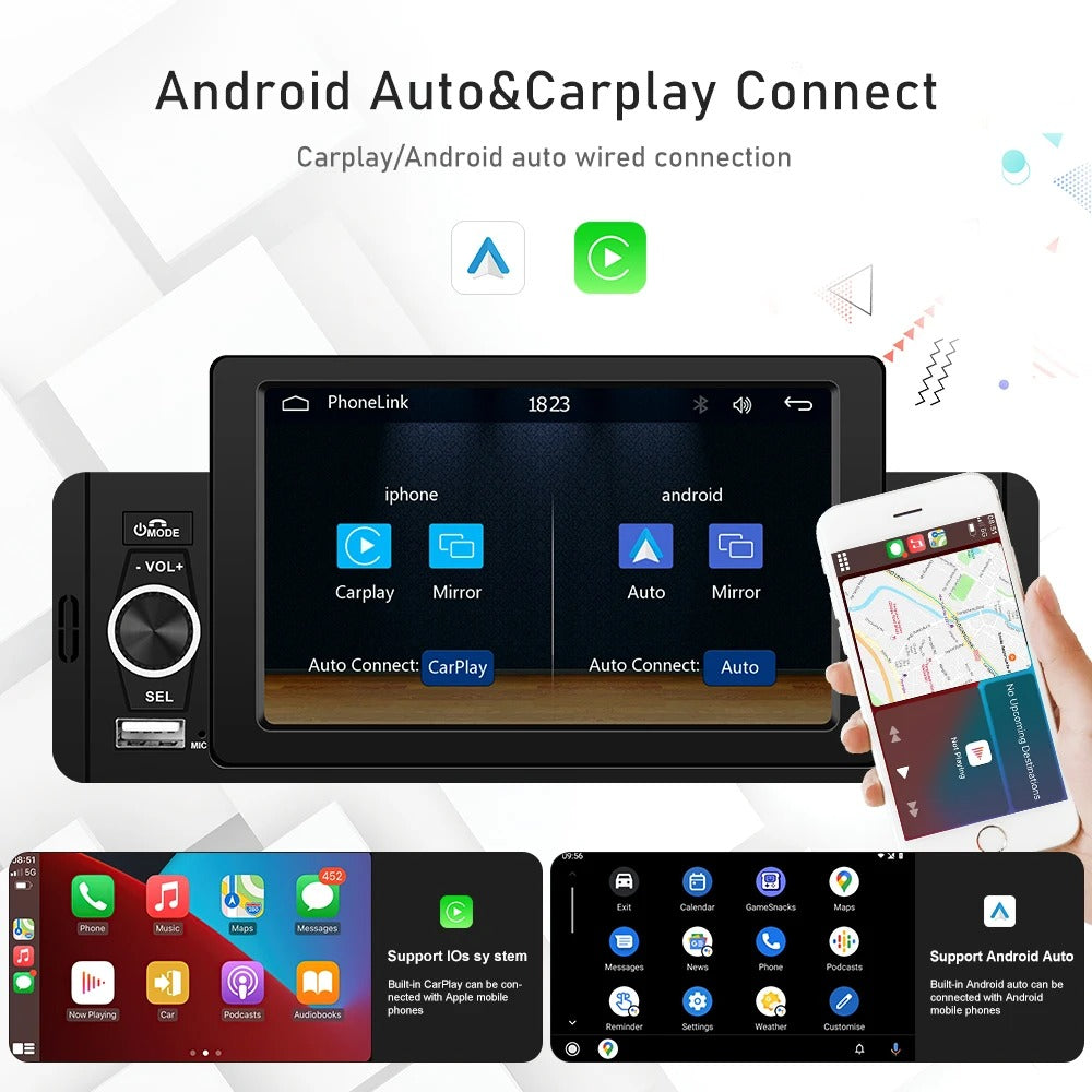 Bil Stereo Radio, Carplay Kompatibilitet, Bluetooth Forbindelse, Carplay