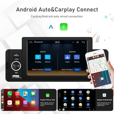 Bil Stereo Radio, Carplay Kompatibilitet, Bluetooth Forbindelse, Carplay