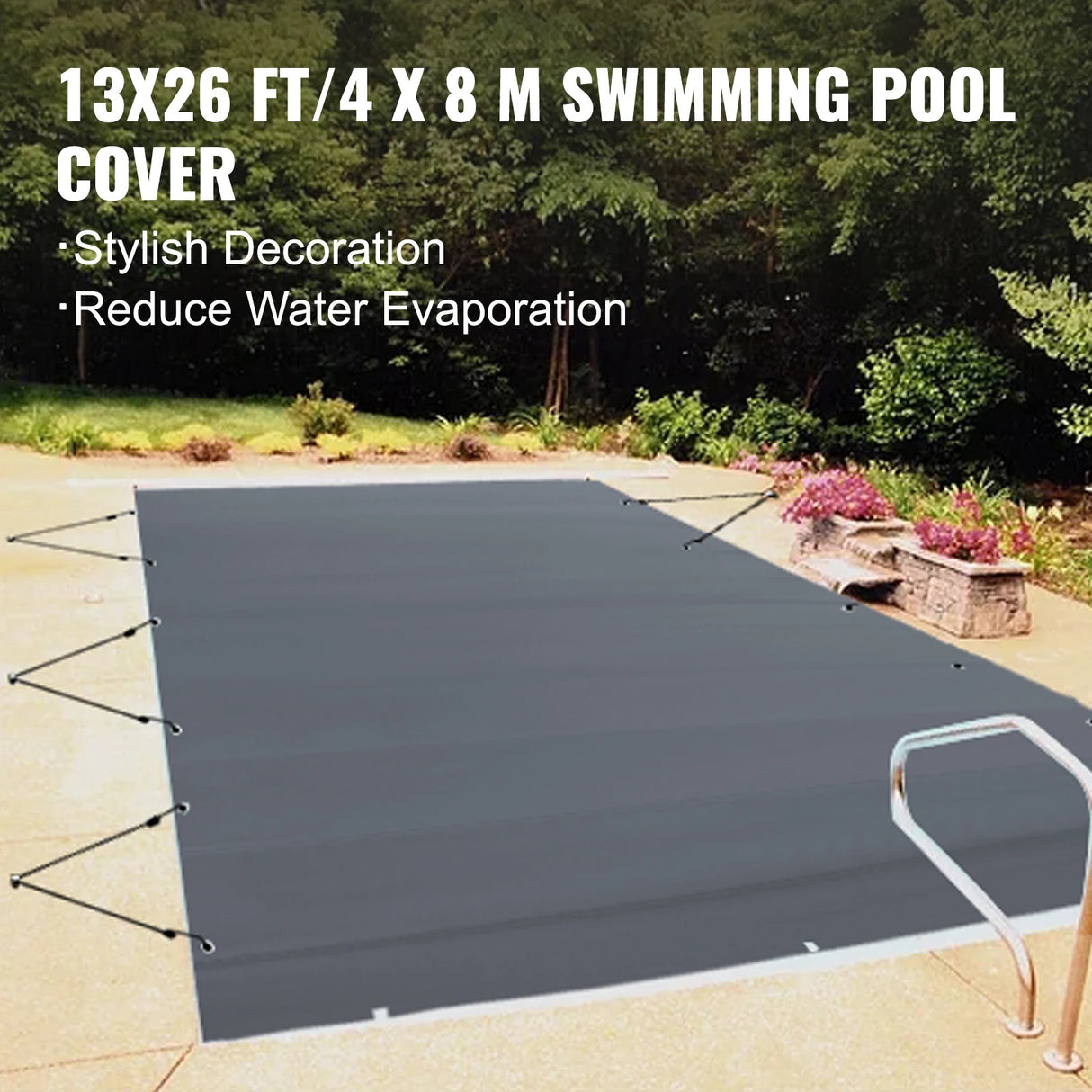 Pool Sikkerhedsdække, Holdbart PVC, Høj Temperaturbestandighed, 13x26 ft