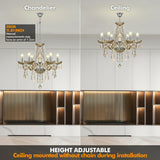 Krystal lysekrone, LED-belysning, vintage design, 10 arme Cognac