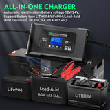 35A Smart Bilbatterioplader, Dobbelt Spænding (12V/24V), Intelligent LCD Display,EU-stik