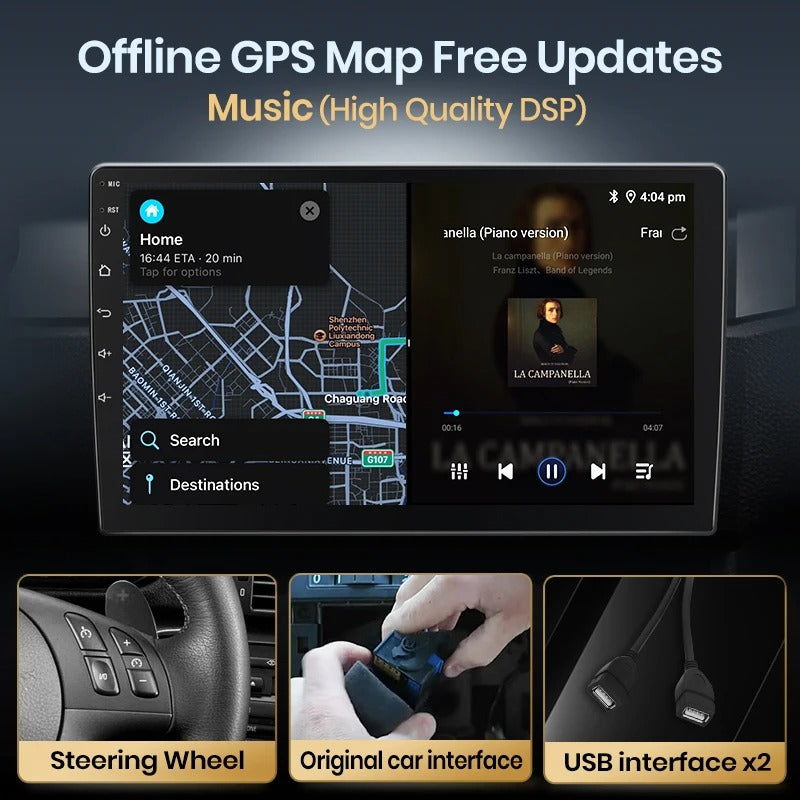 Bilradio til Citroen C4 2 B7, Trådløs CarPlay & Android Auto, 2 Din Størrelse, V1 Pro (2GB-32GB)