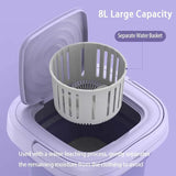 Bærbar Vaskemaskine, Foldbart Design, Centrifugeringsfunktion for Tørring, Lilla, EU